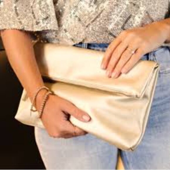 Gold Foldover Clutch | FAWN DESIGN for The Jilly Box | NWT - Picture 3 of 4